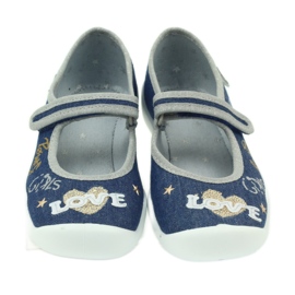 Befado chaussures pour enfants ballerines pantoufles 114y313 bleu marin gris 3