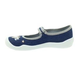Befado chaussures pour enfants ballerines pantoufles 114y313 bleu marin gris 2