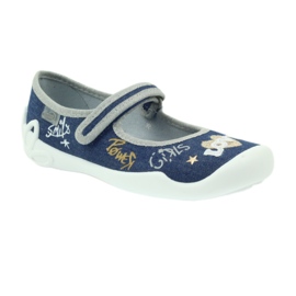 Befado chaussures pour enfants ballerines pantoufles 114y313 bleu marin gris 1