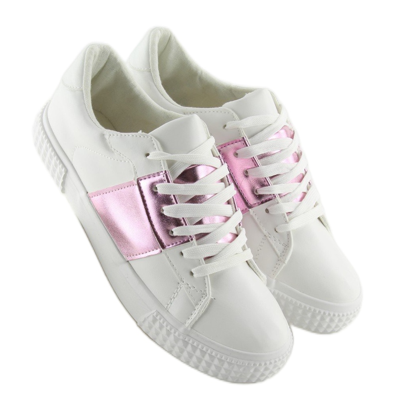 Baskets femme blanches et roses M896 BLANC / ROSE violet 1