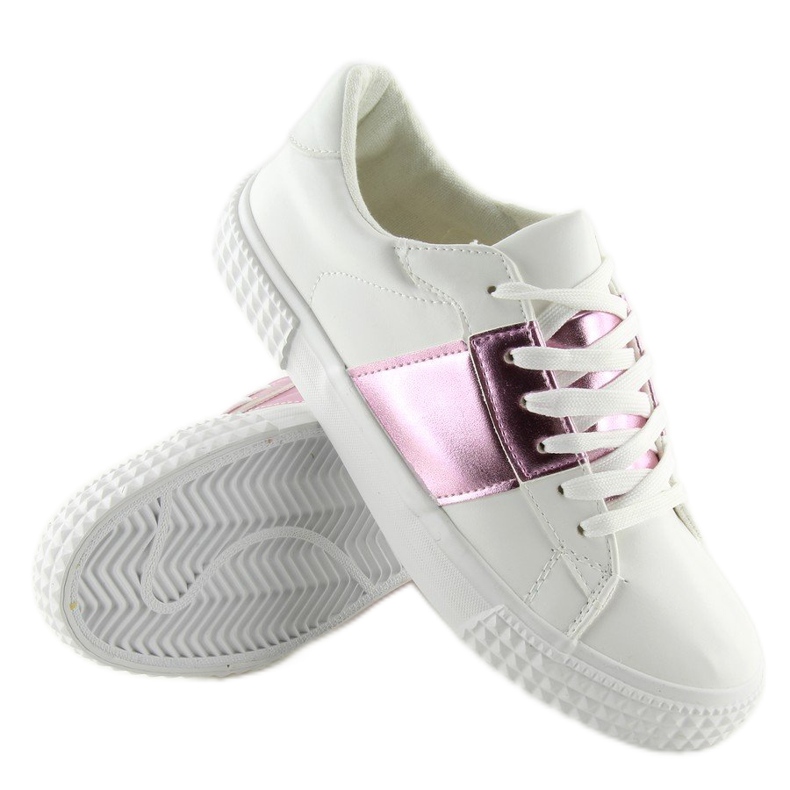 Baskets femme blanches et roses M896 BLANC / ROSE violet 2