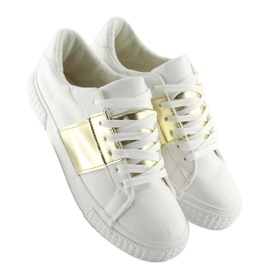 Baskets femme blanches et dorées M896 BLANC / OR jaune 1