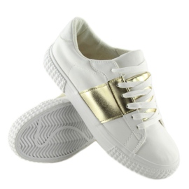 Baskets femme blanches et dorées M896 BLANC / OR jaune 2