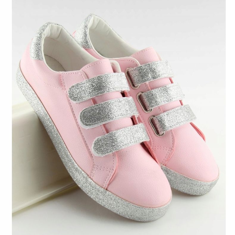 Baskets à fermeture Velcro rose XL10P Rose gris 1