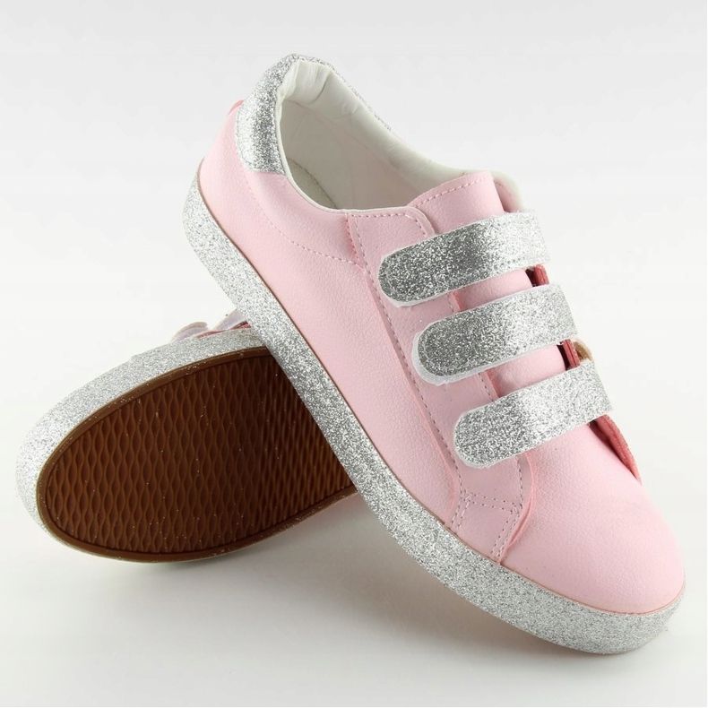 Baskets à fermeture Velcro rose XL10P Rose gris 2