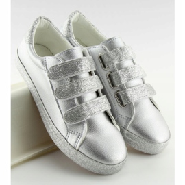 Baskets argentées avec fermeture Velcro XL10P Argent gris jaune 1