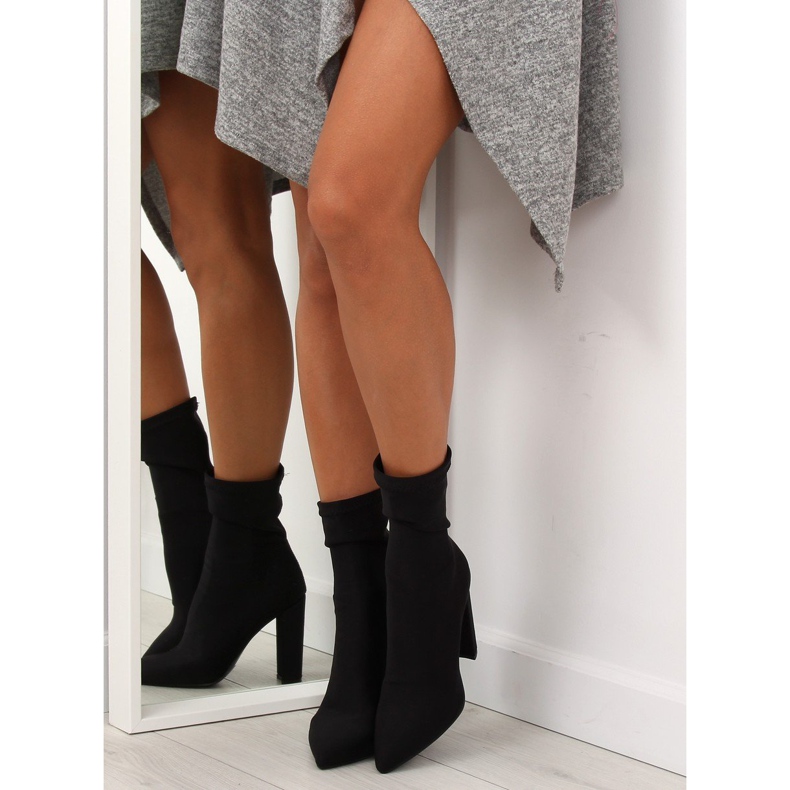 Bottines à talons en néoprène noir NS028P 1