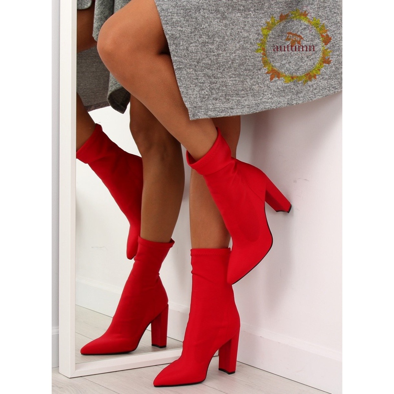 Bottines à talons en néoprène rouge NS028P 1
