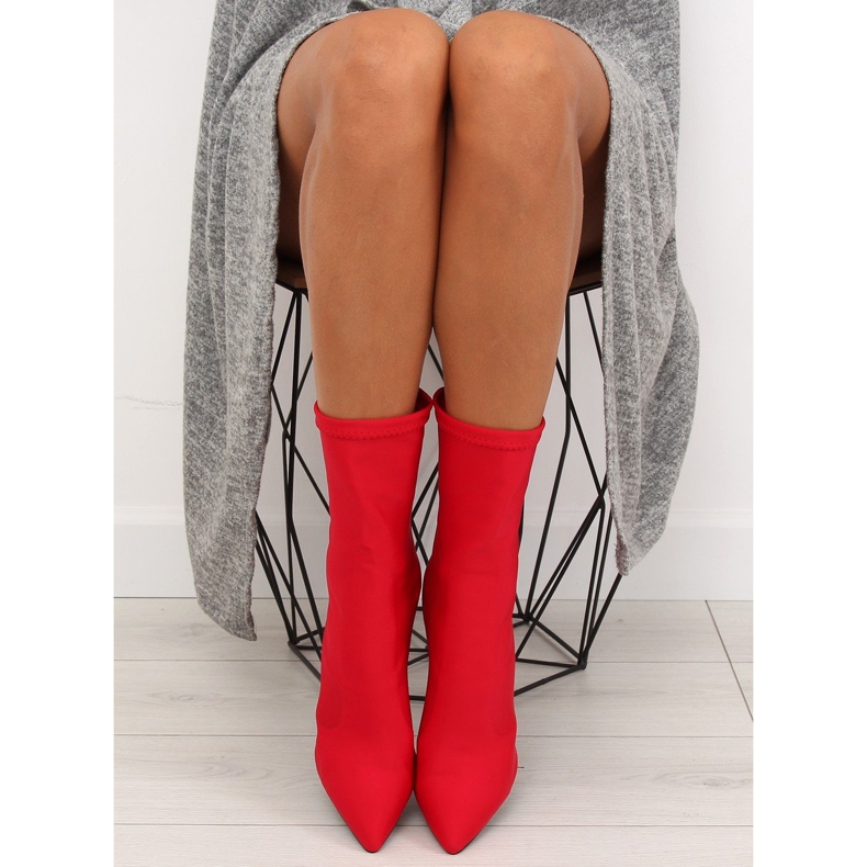 Bottines à talons en néoprène rouge NS028P 2