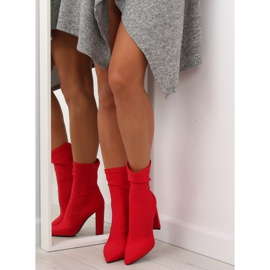 Bottines à talons en néoprène rouge NS028P 4