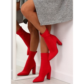 Bottines à talons en néoprène rouge NS028P 6