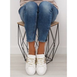 Baskets femme blanches et dorées M896 BLANC / OR jaune 5