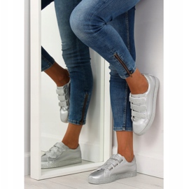Baskets argentées avec fermeture Velcro XL10P Argent gris jaune 5