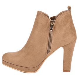 Small Swan Bottines à talons en daim brun 1