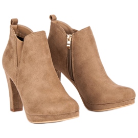 Small Swan Bottines à talons en daim brun 3
