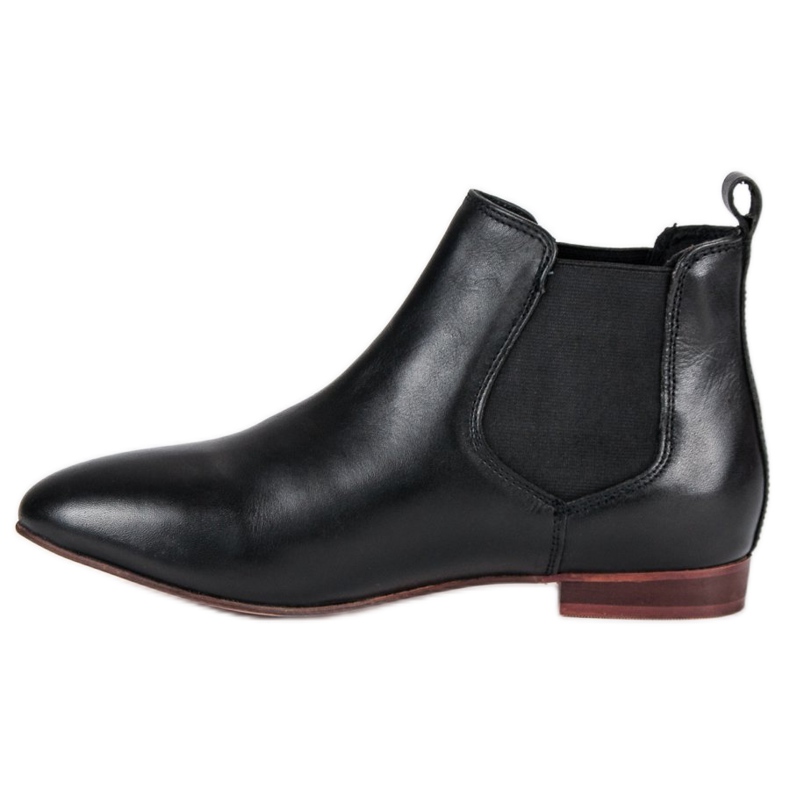 Bottines Chelsea en cuir pour femmes noir 1