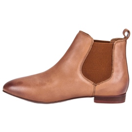 Bottines Chelsea en cuir pour femmes brun 1