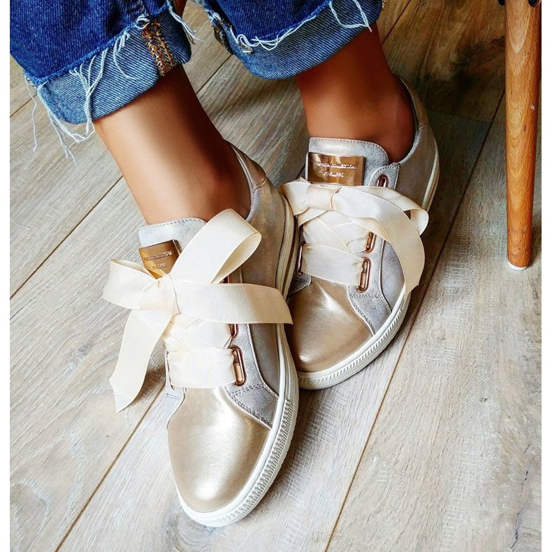 Filippo Chaussures nouées dorées d'or 1