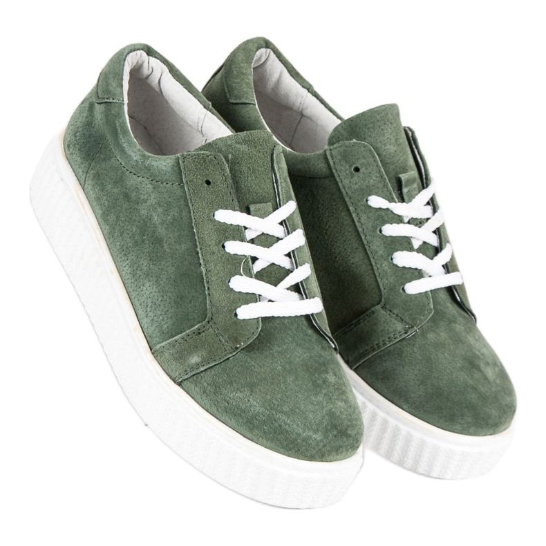 Filippo Baskets Creepers en cuir vert 1