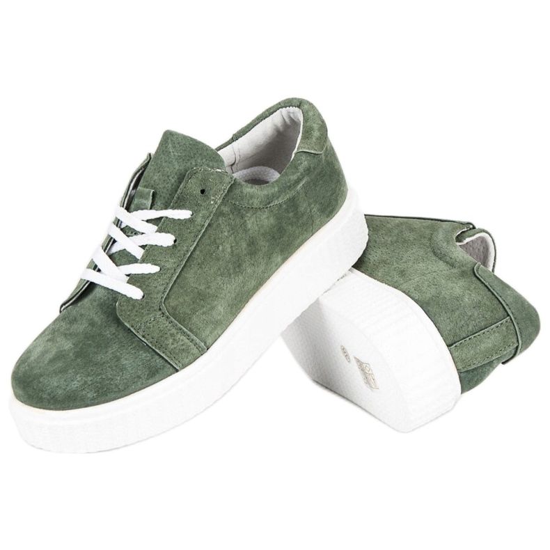 Filippo Baskets Creepers en cuir vert 2