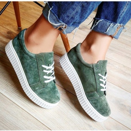 Filippo Baskets Creepers en cuir vert 7