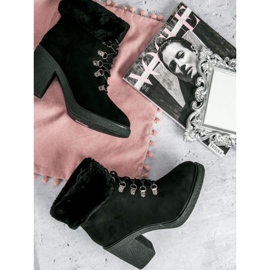 Seastar Bottines à lacets avec fourrure le noir 2
