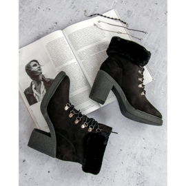 Seastar Bottines à lacets avec fourrure noir 1