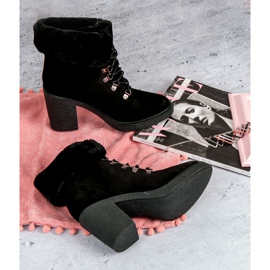 Seastar Bottines à lacets avec fourrure le noir 6