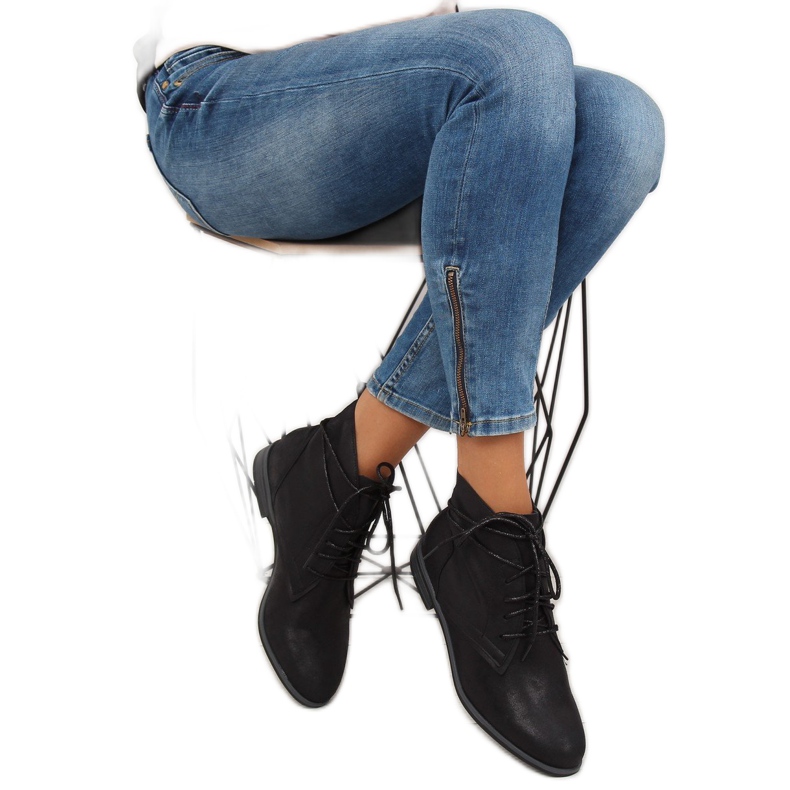 Bottines noires à lacets K-91 noir 1
