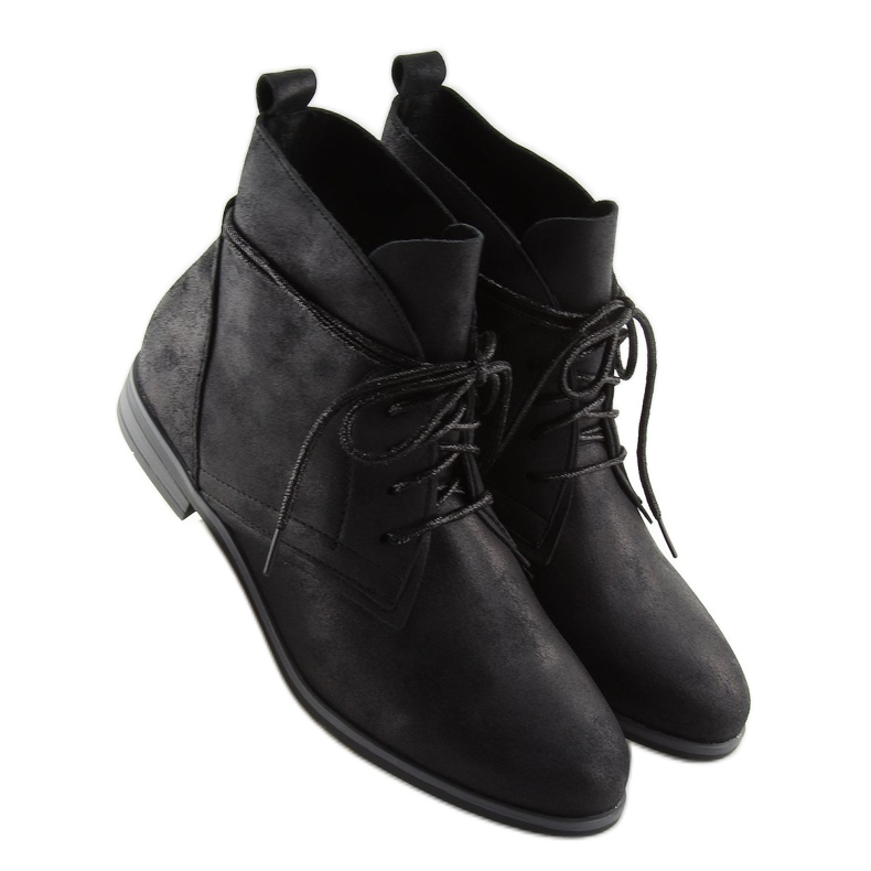 Bottines noires à lacets K-91 noir 2