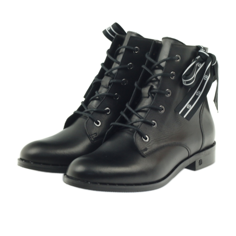 Boots ornées d'un nœud et de clous Badura noir 3