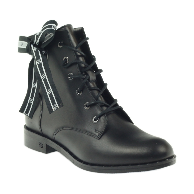 Boots ornées d'un nœud et de clous Badura noir 1