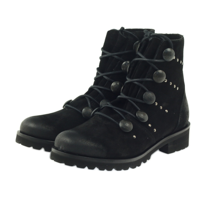 Bottes pour femmes de Badura décorées de boutons et de strass noir 3