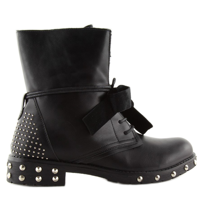 Bottines noires à clous A-160 noir 1