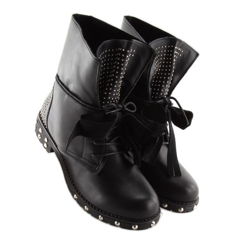 Bottines noires à clous A-160 noir le noir 2