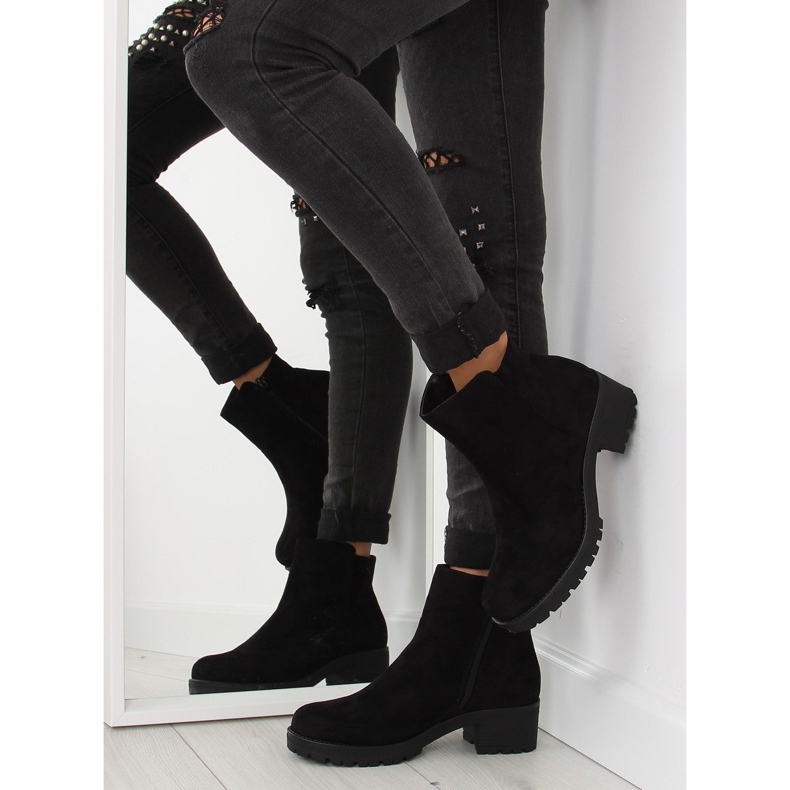 Bottines noires à talons larges JH561 le noir 2