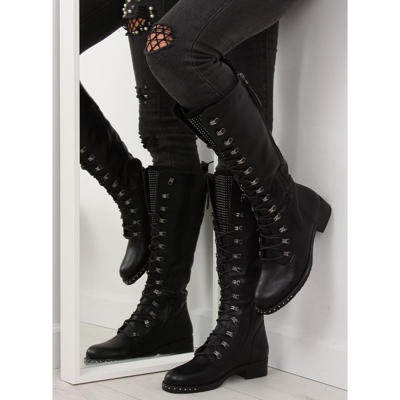 Bottines noires à lacets NC258 noir 2