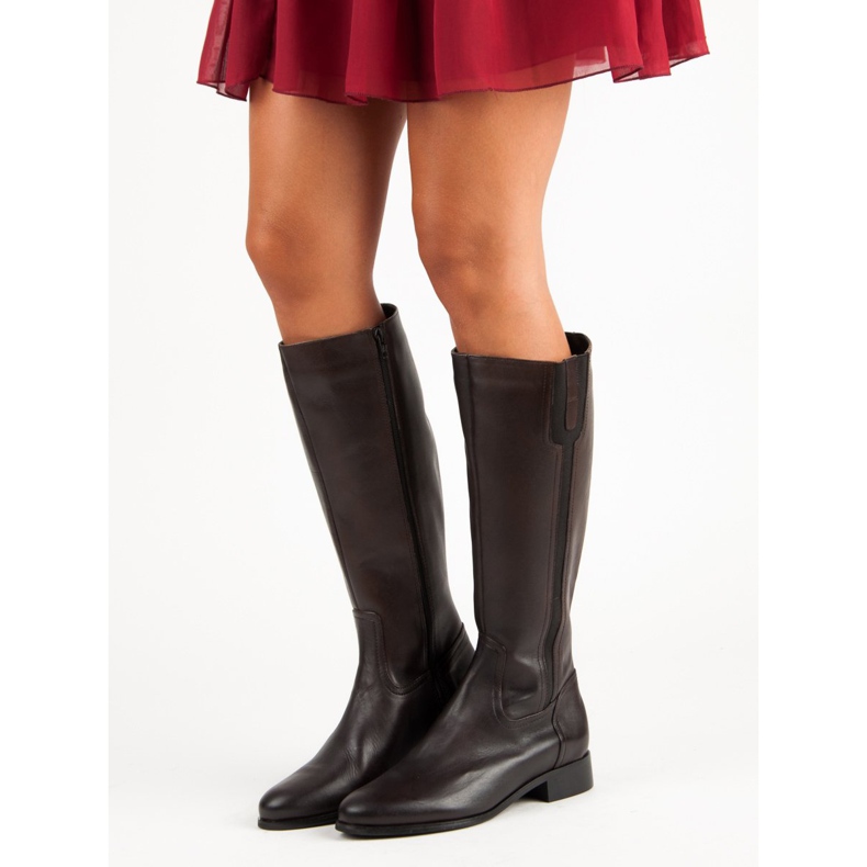 Studio Florence Bottes en cuir classiques brun 1