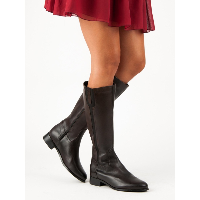 Studio Florence Bottes en cuir classiques brun 2