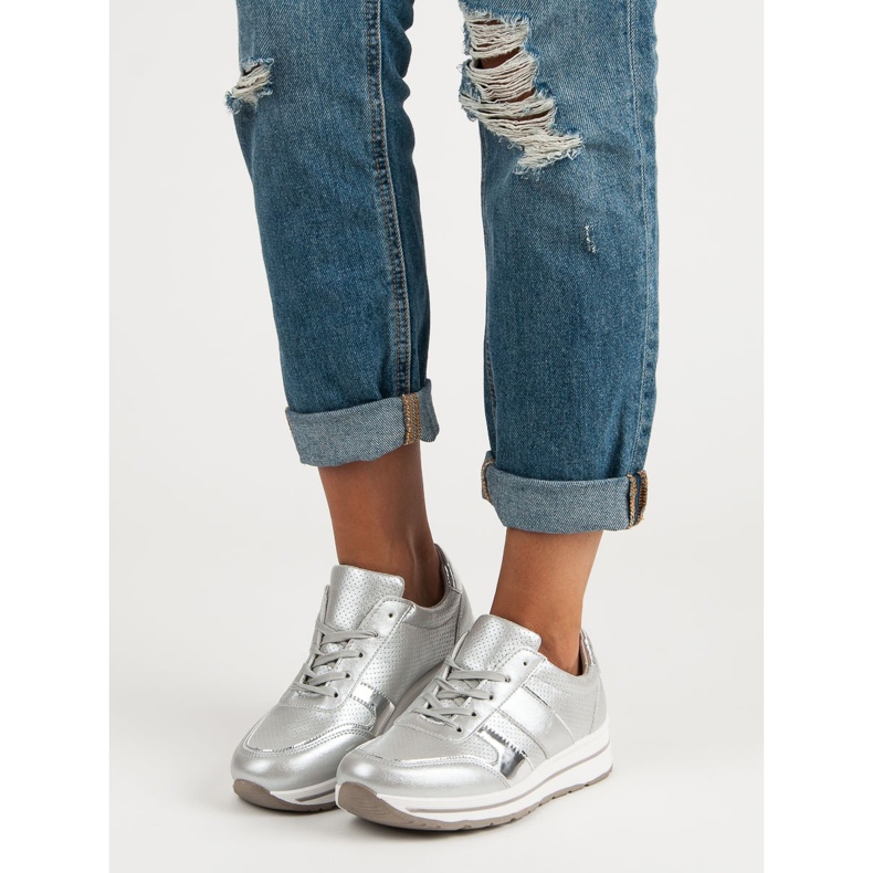 Baskets argentées gris 2