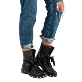 Lucky Shoes Travailleur de bottes de roche noir 1