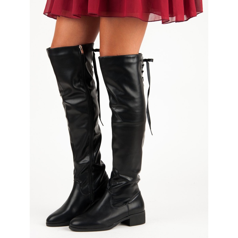 Bottes noires au-dessus du genou le noir 1 Bottes noires au-dessus du genou le noir 1