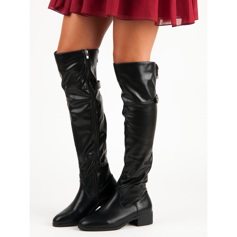 Cuissardes noires avec fermeture éclair 1