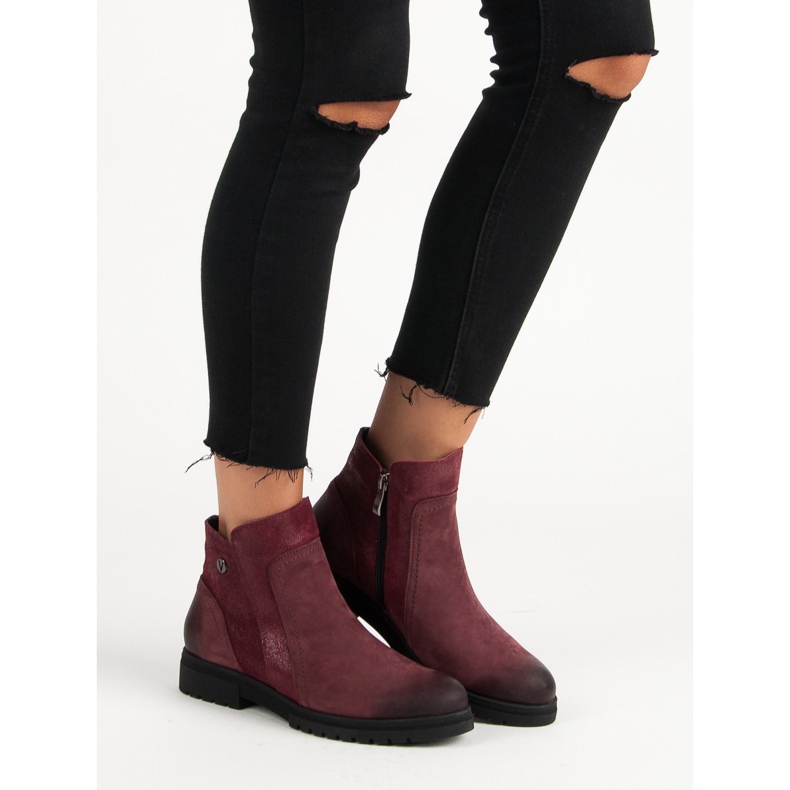 Bottines confortables VINCEZA en cuir rouge 1
