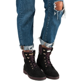 Lucky Shoes Travailleurs en daim noir 1