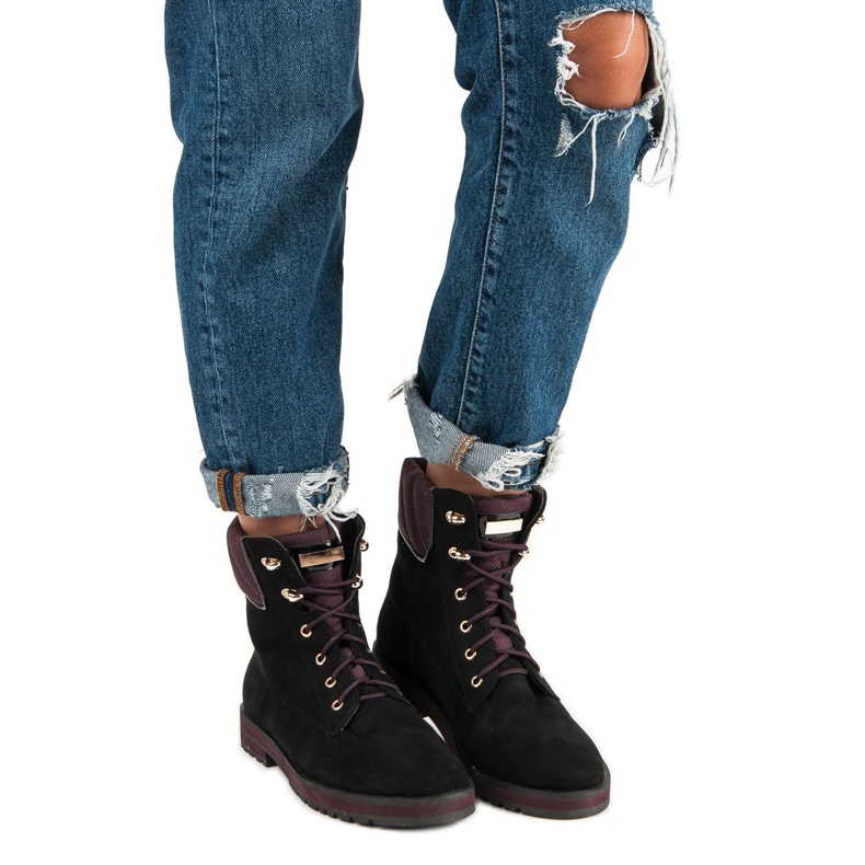 Lucky Shoes Travailleurs en daim noir le noir 1