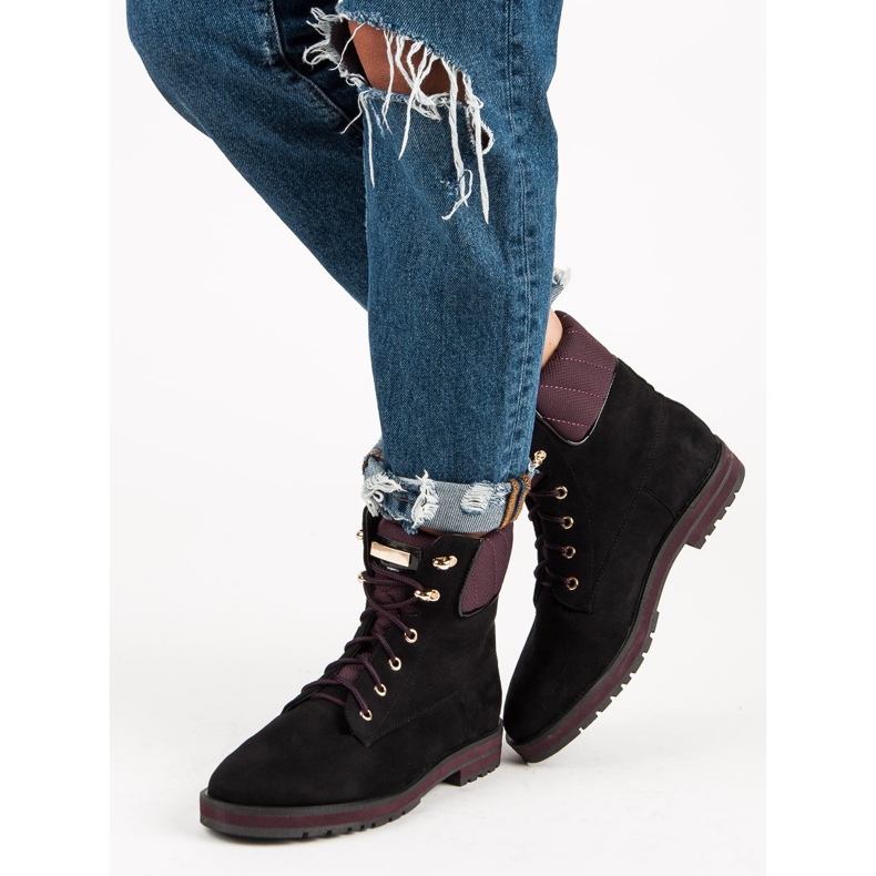 Lucky Shoes Travailleurs en daim noir 2