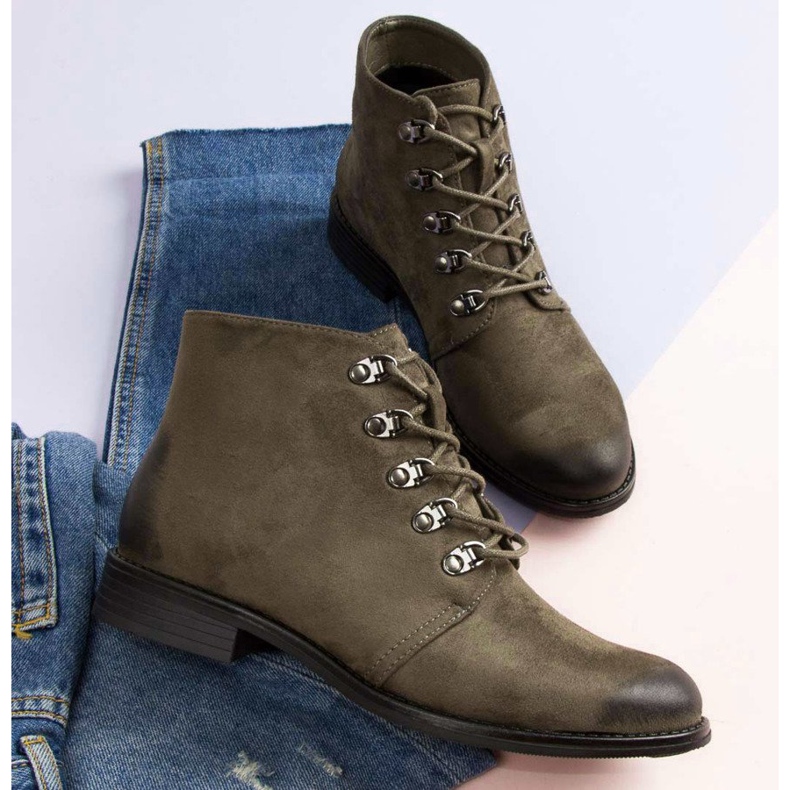 Bottines VINCEZA nouées vert 2