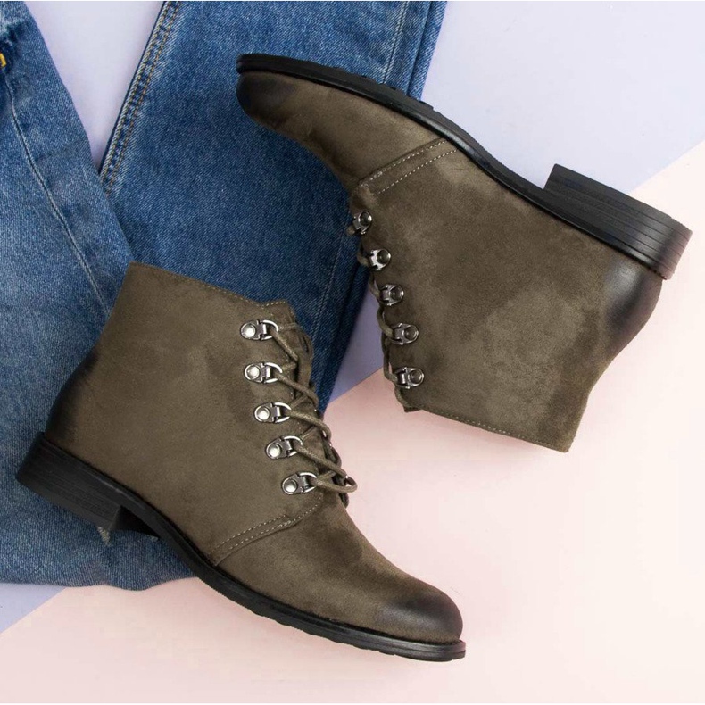 Bottines VINCEZA nouées vert 1