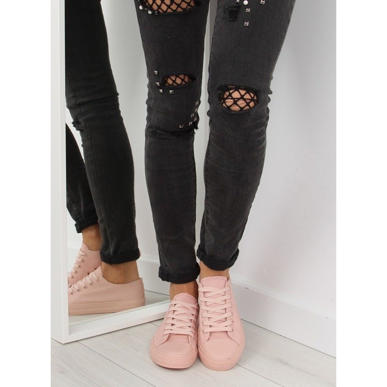 Baskets femme monocolores rose poudré NB176 Orangerose 2